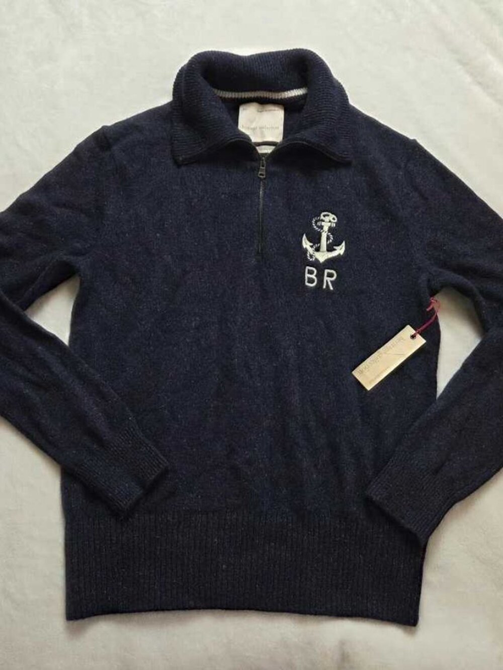 New M Banana Republic Heritage collection Anchor embroidered half-zip sweater